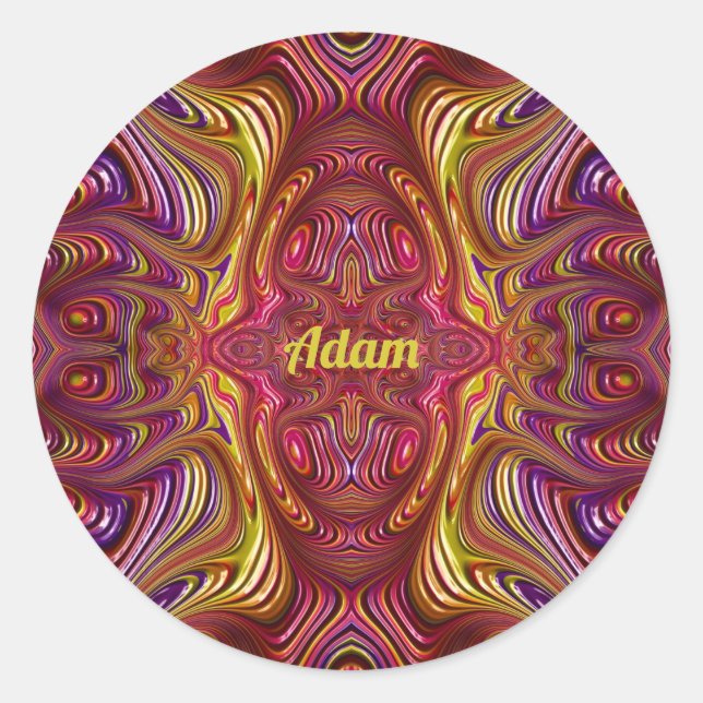 ADAM ~ Multicoloured Fractal Design ~ Classic Roun Round Sticker (Front)