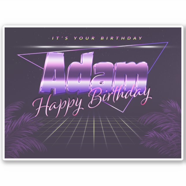 Adam Name First name lila retro Sticker Birthday (Front)