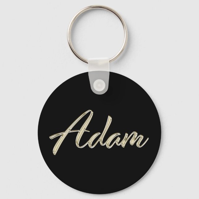 Adam Name whitegold Button Schlüsselanhänger Key Ring (Front)