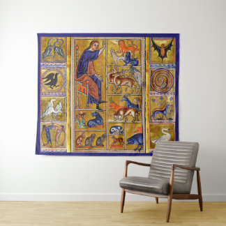 ADAM NAMING ANIMALS,MEDIEVAL BESTIARY,DEERS,LIONS TAPESTRY