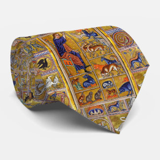 ADAM NAMING ANIMALS,MEDIEVAL BESTIARY,DEERS,LIONS TIE
