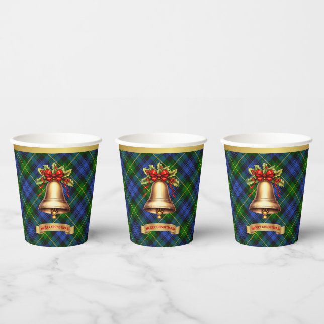 Adam Personalised Tartan Christmas  Paper Cups (Multi)