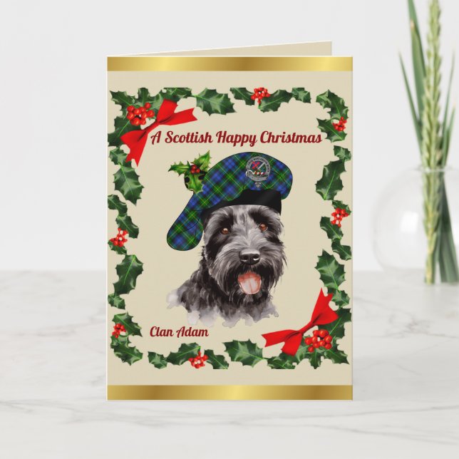 Adam Scottie Dog Personalised Xmas Card (Front)