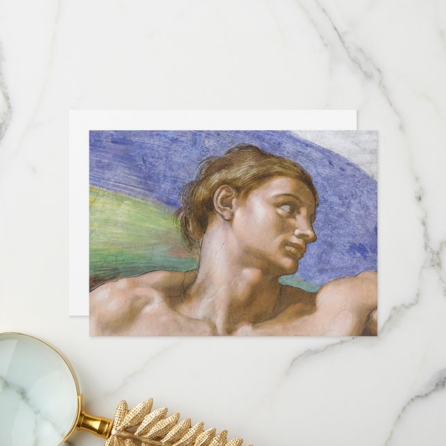 Adam, Sistine Chapel by Michelangelo Thank You Card (Front/Back In Situ)