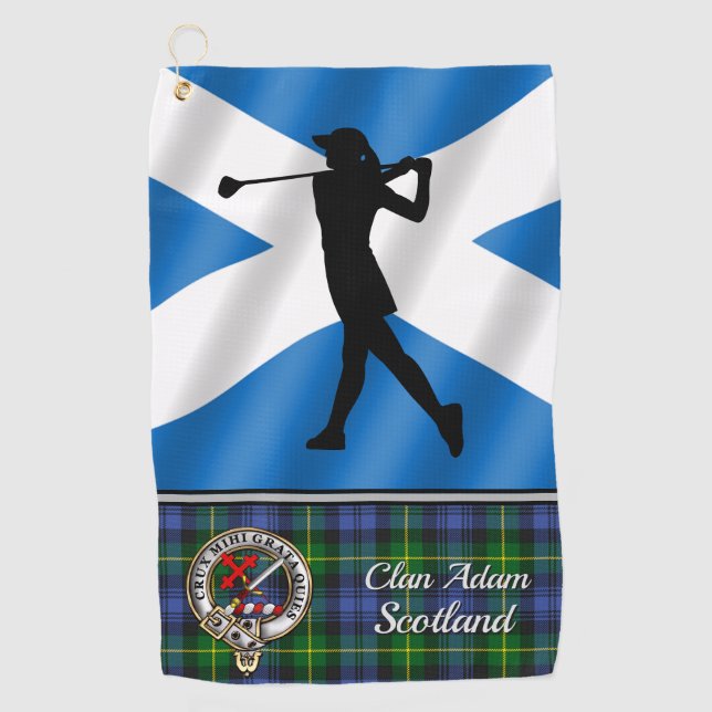 Adam Tartan Personalised Golf Towel Her's (Front)