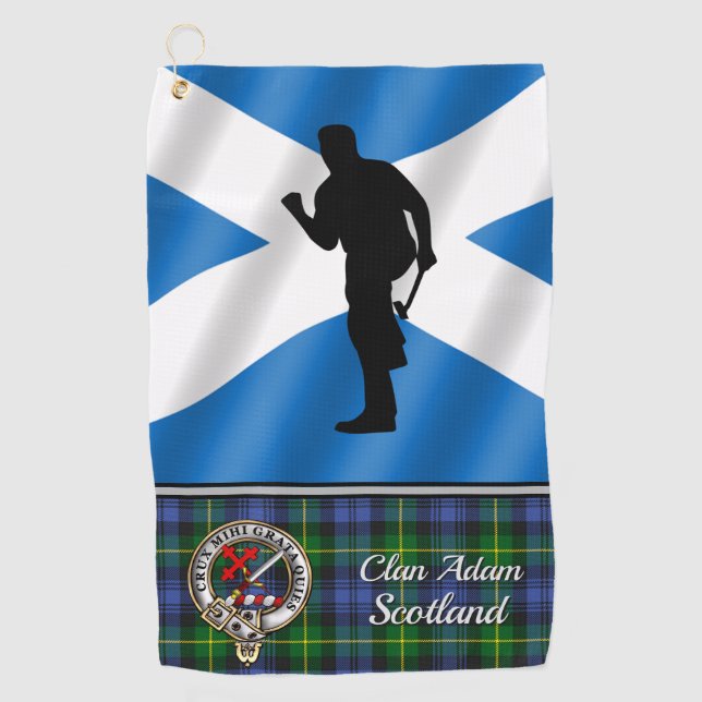 Adam Tartan Personalised Golf Towel His (Front)