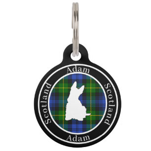 Adam Tartan & Scottie Dog Personalised  Pet Tag