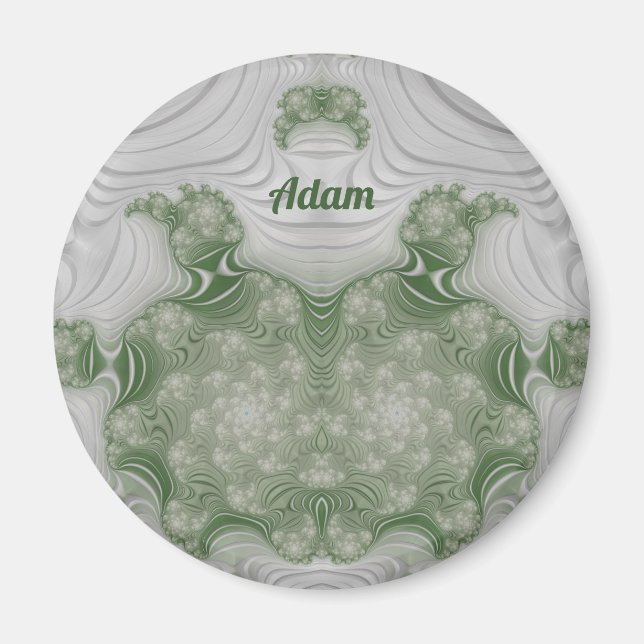 ADAM ~ White and Green ~ Stunning Design Magnet (Front)