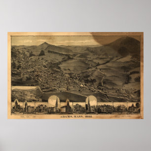 Adams Massachusetts 1882 Antique Panoramic Map Poster