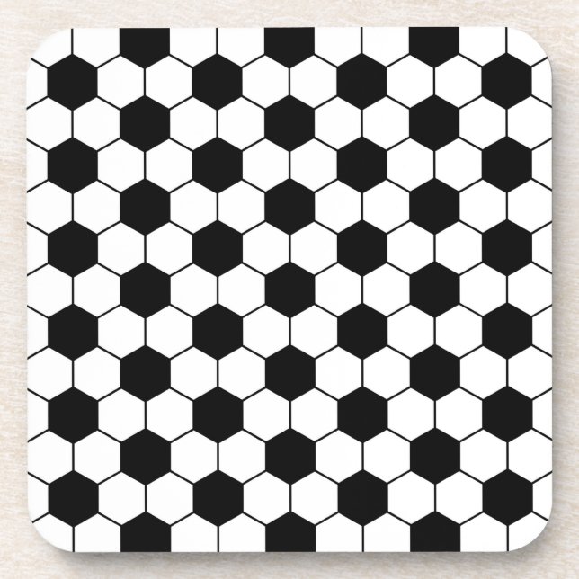 Adapted Soccer Ball pattern Black White Coaster (Front)