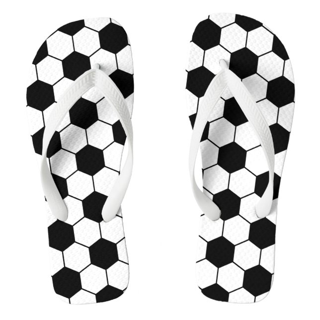 Adapted Soccer Ball pattern Black White Jandals (Footbed)