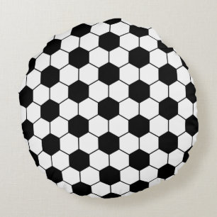 Adapted Soccer Ball pattern Black White Round Cushion