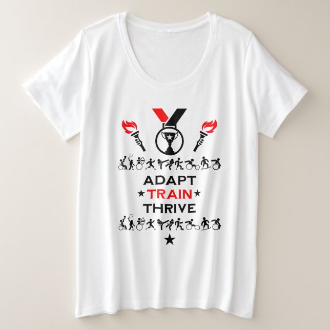 Adaptive Disabled Sports Gift Plus Size T-Shirt (Design Front)