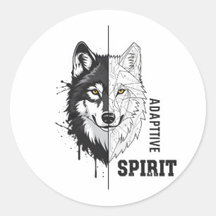 Adaptive Spirit Wolf Round Sticker