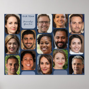 Add 14 Photos Elegant Navy Blue Modern Our Team Poster