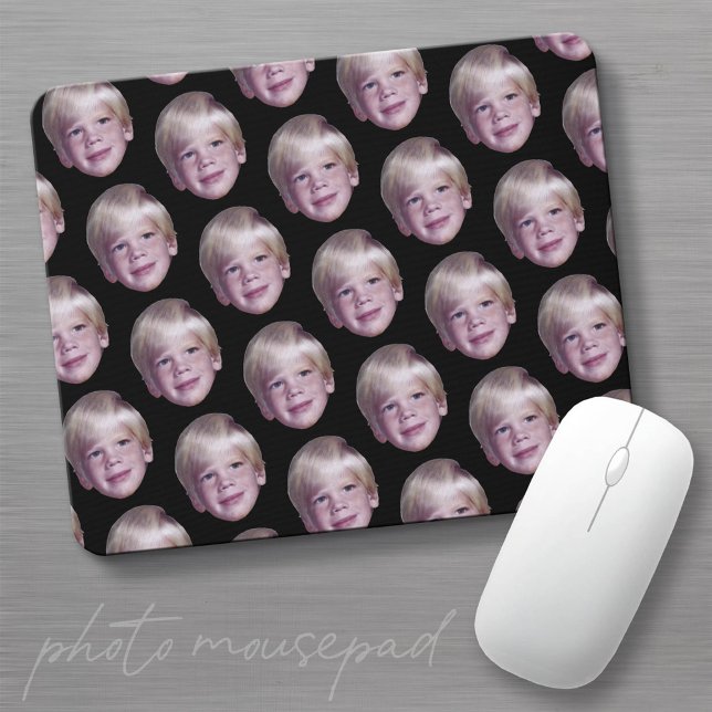 Add 1 Floating Head Photo Half Drop Pattern black Mouse Pad (Custom Photo Mousepad)