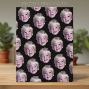 Add 1 Floating Head Photo Half Drop Pattern black Postcard