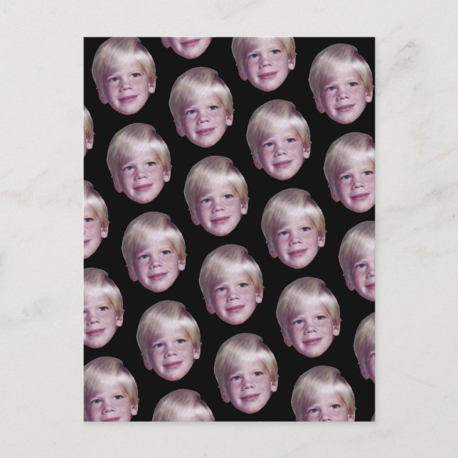 Add 1 Floating Head Photo Half Drop Pattern black Postcard (Front)