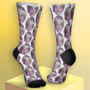 Add 1 Floating Head Photo Pattern - White Socks