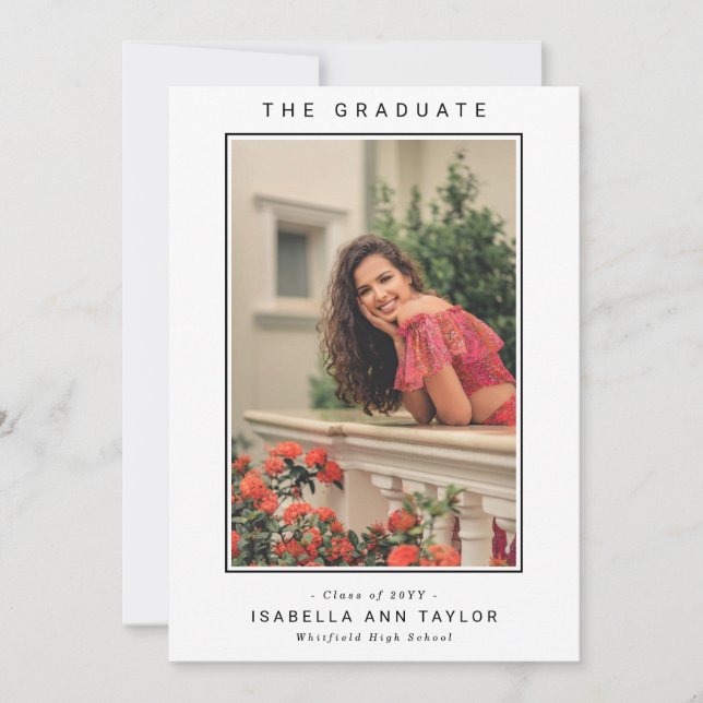 Add 2 Photo Modern Graduation Announcement (Front)