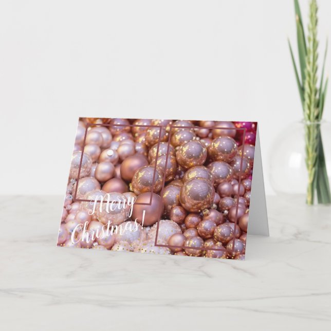 Add 2 Photos Beautiful Ornament Holiday Card (Front)