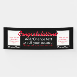 Add 2 photos customisable banner congrats welcome
