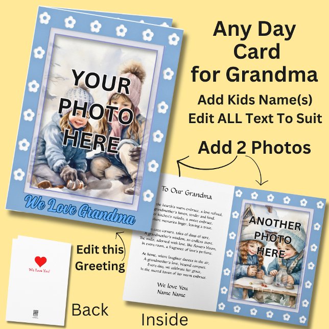 Add 2 Photo's in Blue Frames for Grandmother Card (Creator Uploaded)