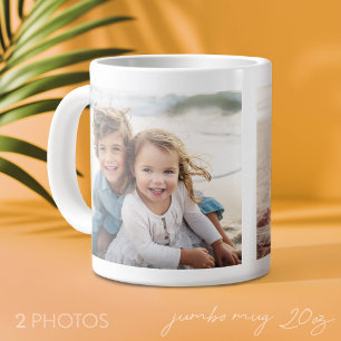 Add 2 Photos - Simple Collage on both sides Large Coffee Mug