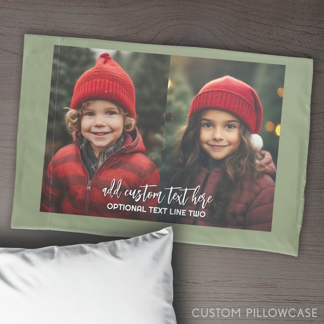 Add 2 Photos - Simple Collage Pillowcase (Custom Pillowcase with Photo Collage)
