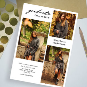 Add 3 Photo Modern Graduation Announcements