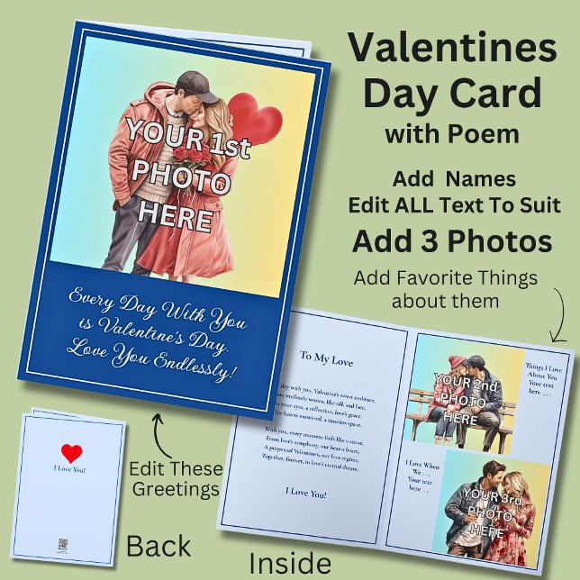 Add 3 Photo's, Every Day With You  is Valentine's  Card (Creator Uploaded)