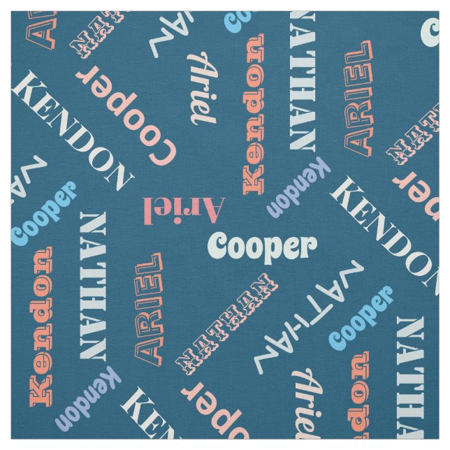 Add 4 Children's or Pet's Names Custom By The Yard Fabric (Swatch)