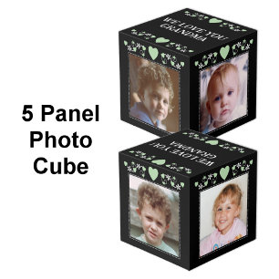 Add 4 images we love you grandma black green cube
