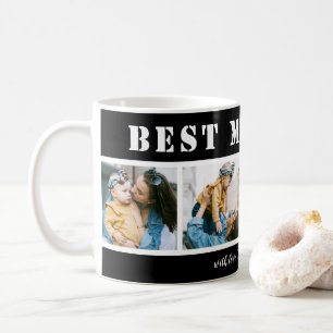 Add 4 Photo Best Mum Ever Black Coffee Mug