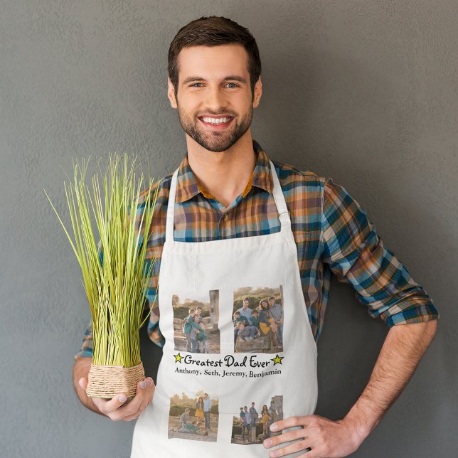 Add 4 Photo Collage Greatest Dad Ever Father's Day Standard Apron (Add 4 Photo Collage Greatest Dad Ever Father's Day Adult Apron)