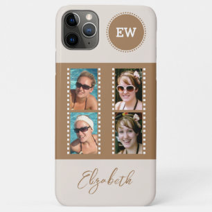 Add 4 photos initials and name brown and white Case-Mate iPhone case