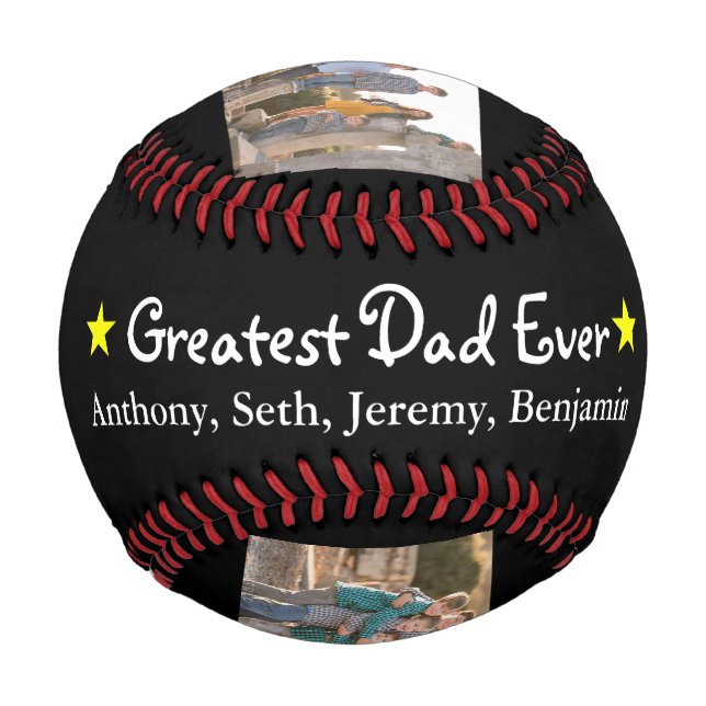Add 5 Photo Collage Greatest Dad Ever Father's Day Baseball (Front)