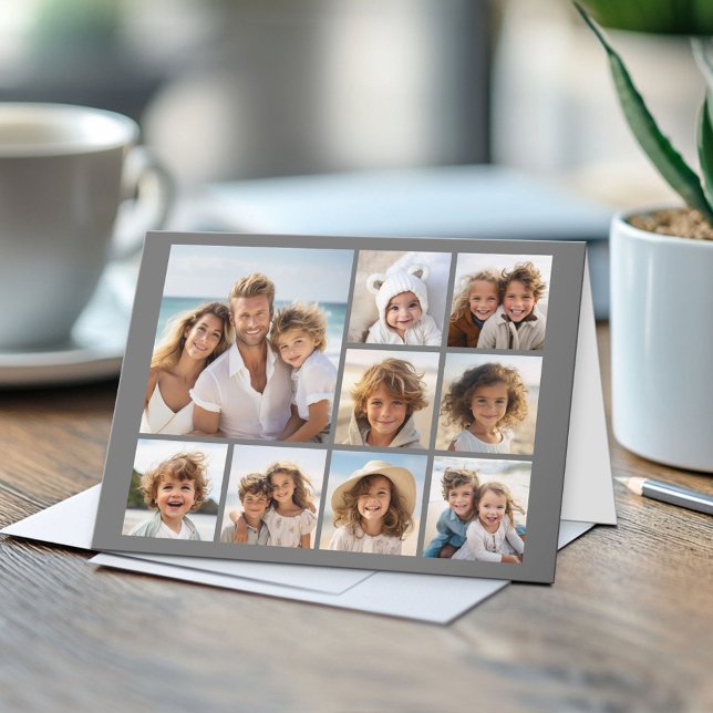 Add 9 of Your Favourite Photos ro this Grid Card (Custom Folded Greeting Card)