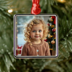 Add a Family Photo to this Personalized Christmas Metal Tree Decoration