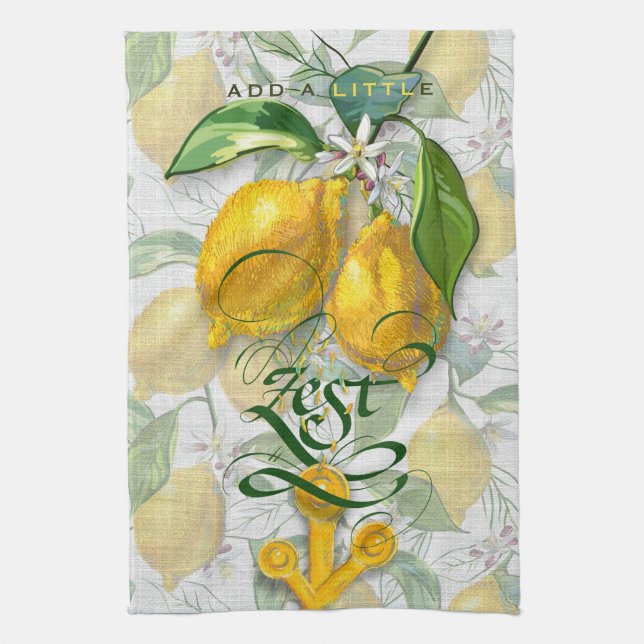 Add a Little Zest - Lemon Tea Towel (Vertical)