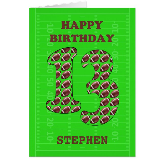 Add A Name 13th Birthday Footballs  (Front)