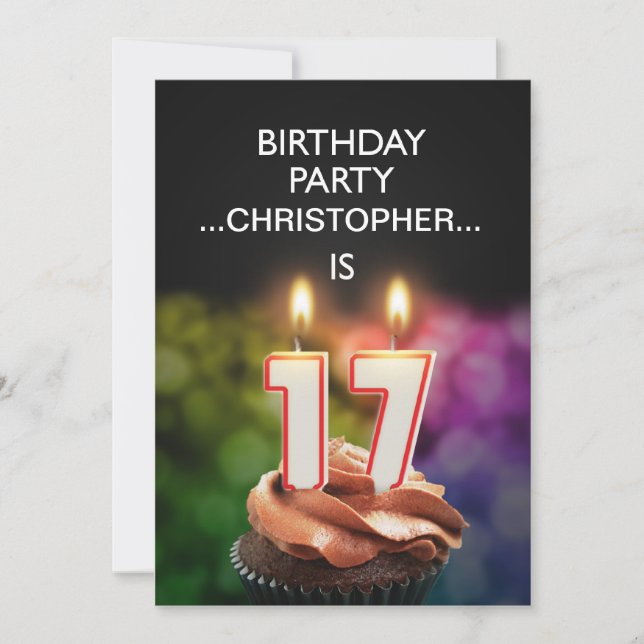 Add a name, 17th Birthday party Invitation (Front)