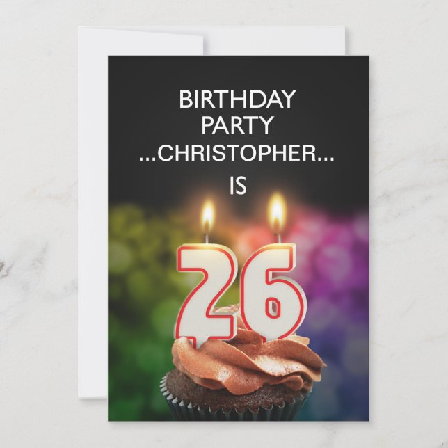 Add a name, 26th Birthday party Invitation (Front)