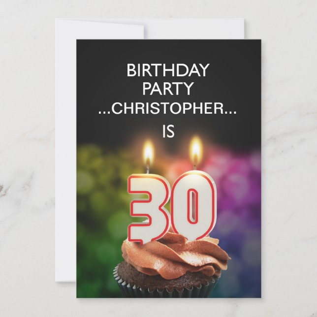 Add a name, 30th Birthday party Invitation (Front)