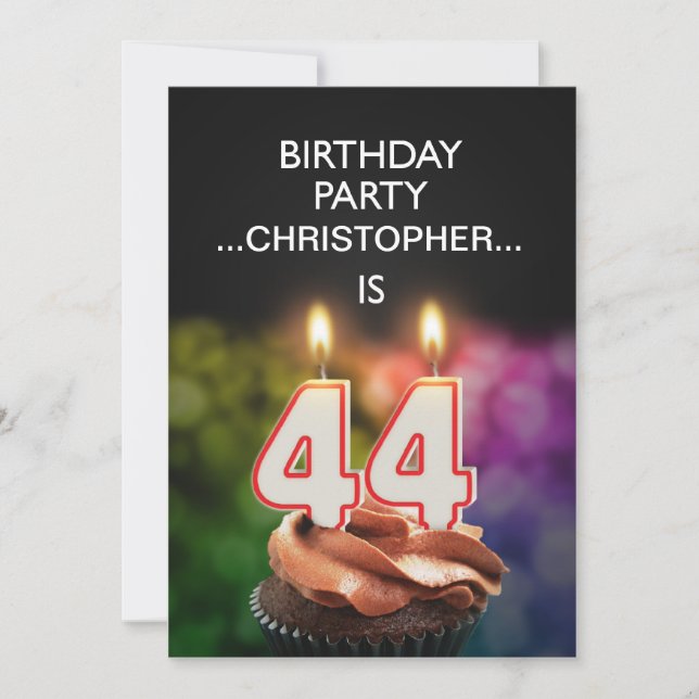 Add a name, 44th Birthday party Invitation (Front)
