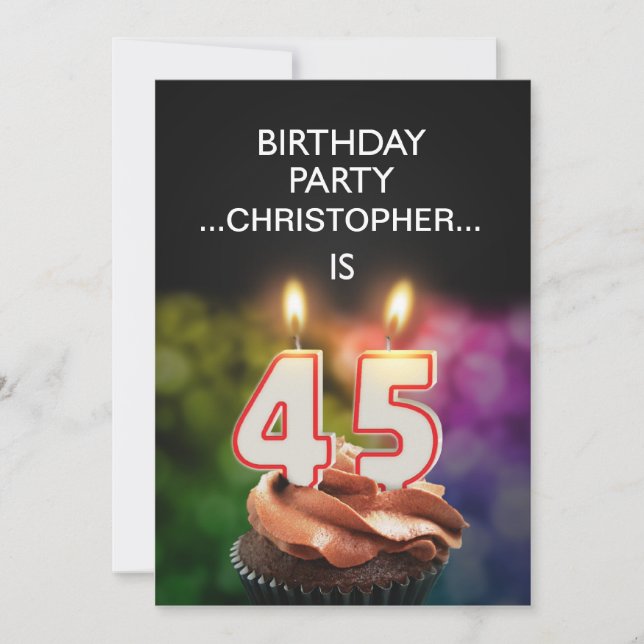 Add a name, 45th Birthday party Invitation (Front)