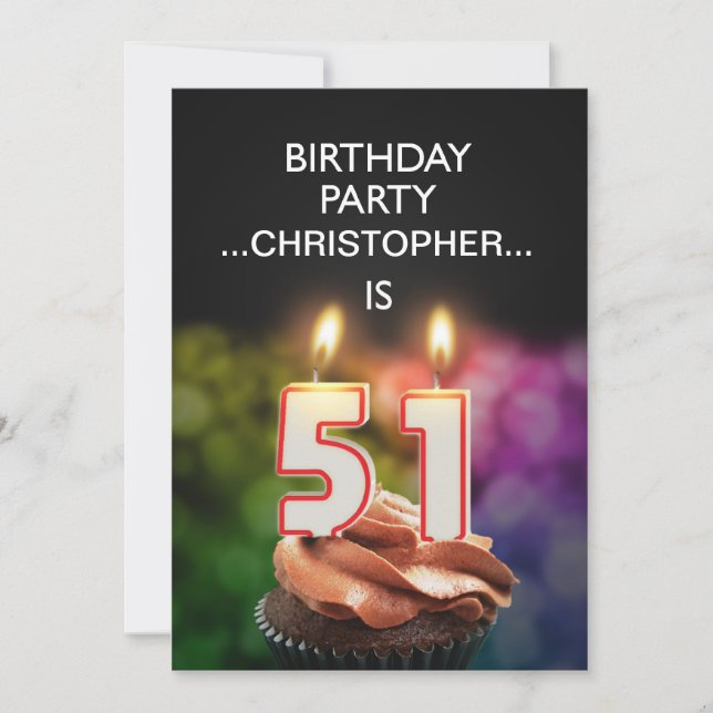 Add a name, 51st Birthday party Invitation (Front)