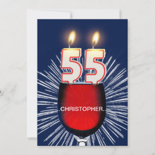 Add a name, 55th Birthday party Invitation, wine Invitation