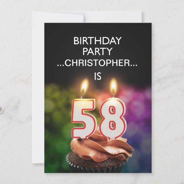 Add a name, 58th Birthday party Invitation (Front)