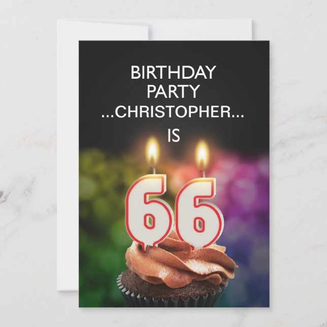 Add a name, 66th Birthday party Invitation (Front)